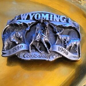 VINTAGE Wyoming 1990 Centennial Belt Buckle